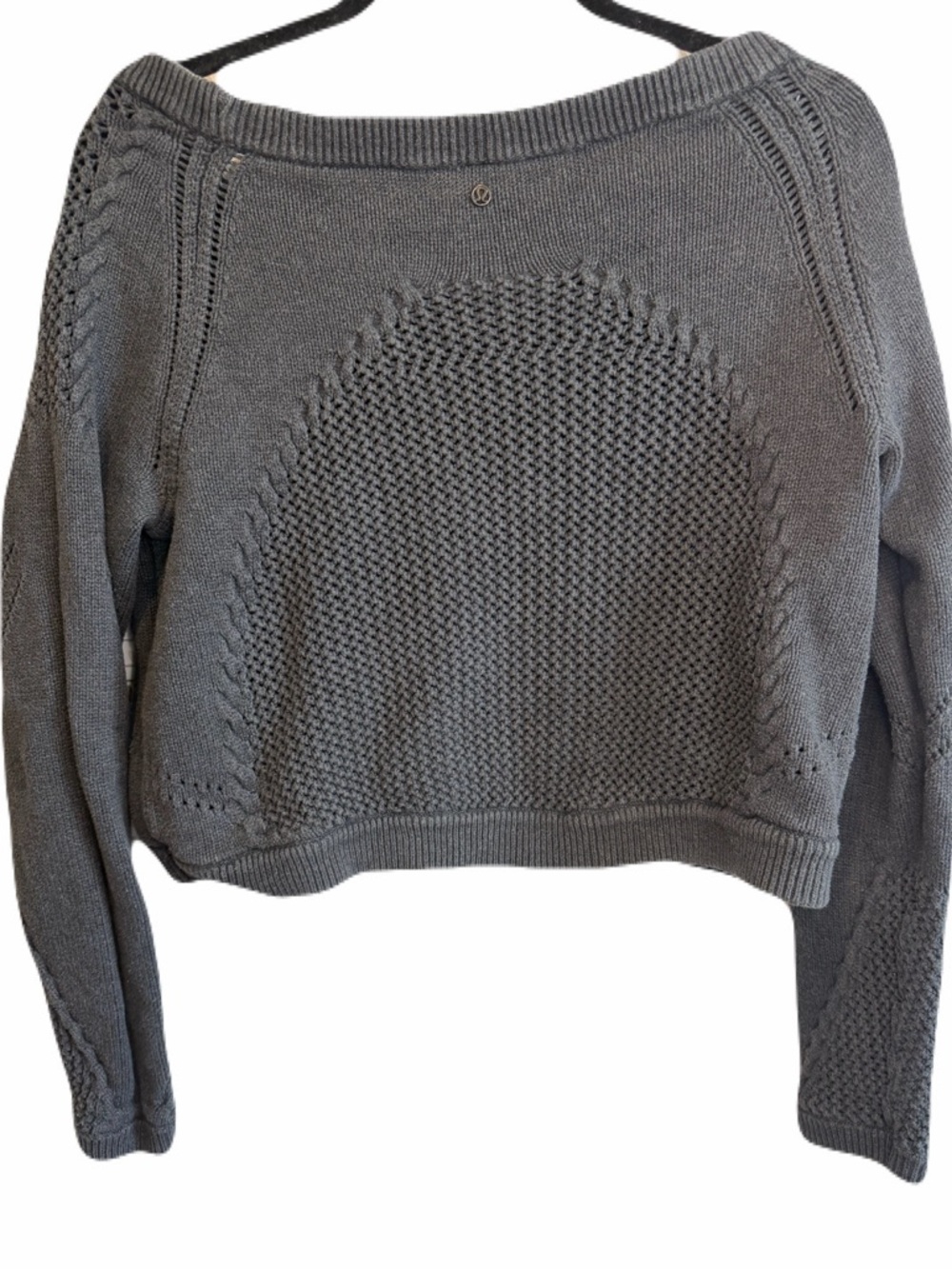 LuLuLemon Be Present Pullover Cropped Gray Long Sleeve Sweater Cotton - 8